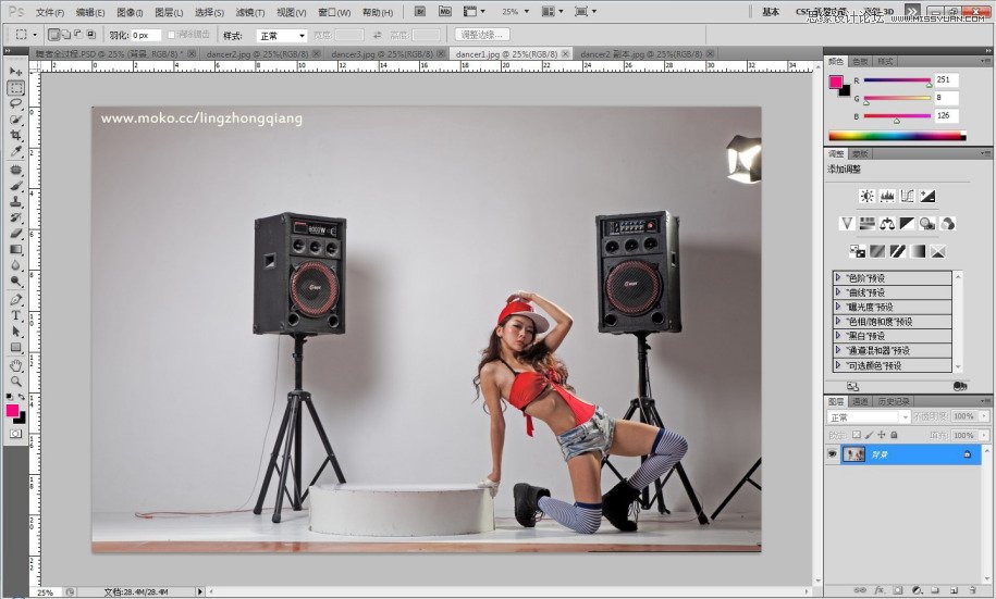 Photoshop调出金属肤色质感的钢管舞美女