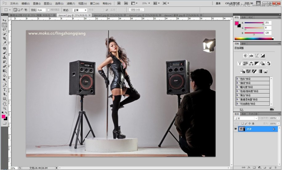 Photoshop调出金属肤色质感的钢管舞美女