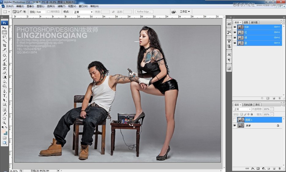 Photoshop调出纹身师质感的金属铜色调