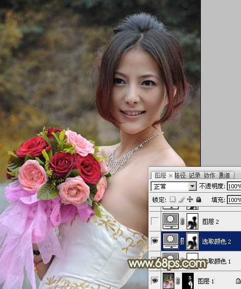 Photoshop调出美女婚片柔美的黄色调