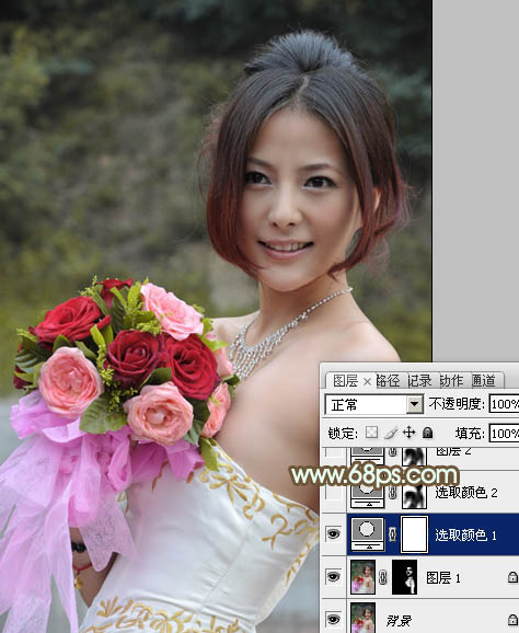 Photoshop调出美女婚片柔美的黄色调