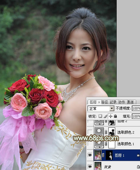 Photoshop调出美女婚片柔美的黄色调