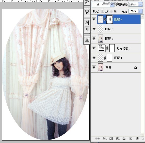 Photoshop调出室内美女梦幻淡雅色效果