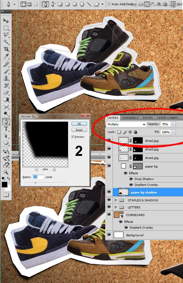 Photoshop绘制逼真的松木板招贴剪贴画效果
