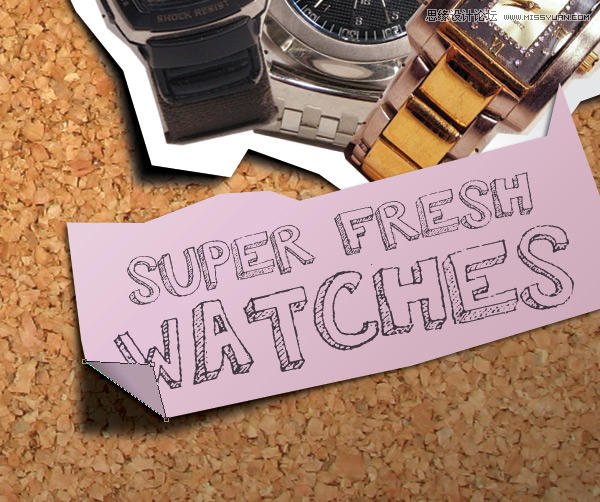 Photoshop绘制逼真的松木板招贴剪贴画效果