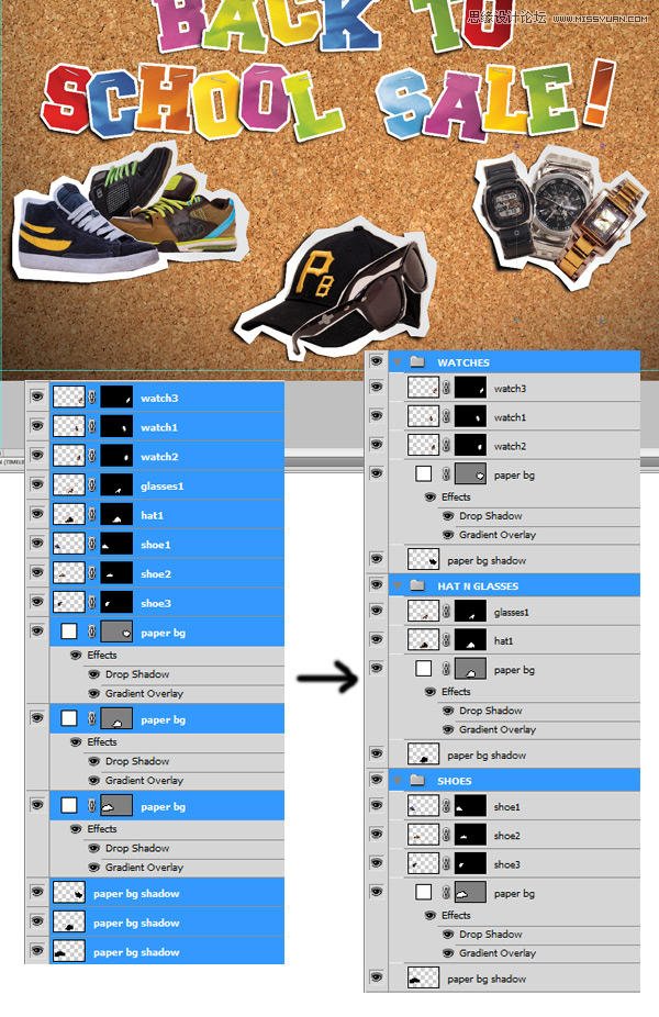 Photoshop绘制逼真的松木板招贴剪贴画效果