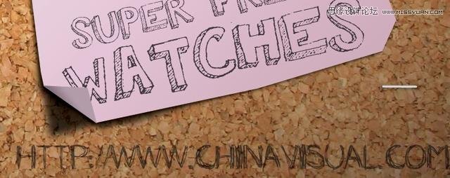 Photoshop绘制逼真的松木板招贴剪贴画效果