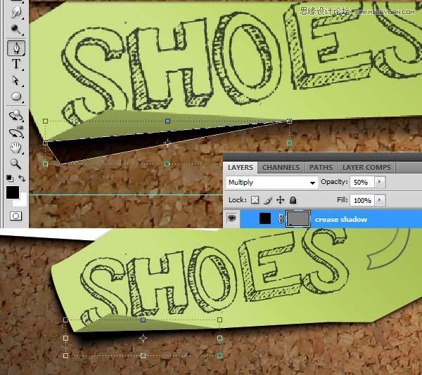 Photoshop绘制逼真的松木板招贴剪贴画效果