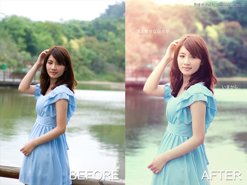 Photoshop调出美女淡黄日系色调