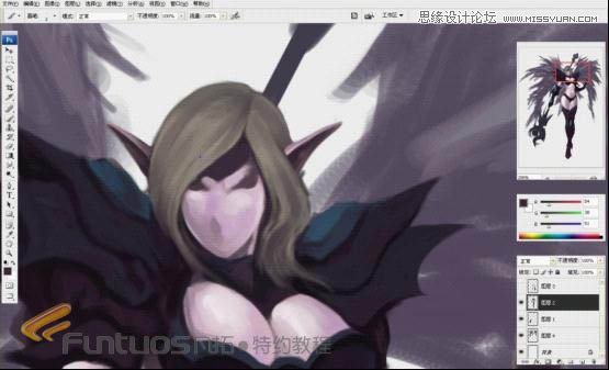 Photoshop鼠绘超酷的紫色魔法女巫