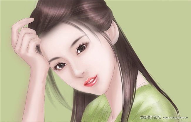 Photoshop绘制清纯的古典封面美女