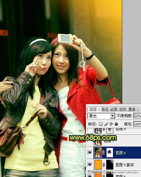 Photoshop打造柔柔的暗调橙绿色人物