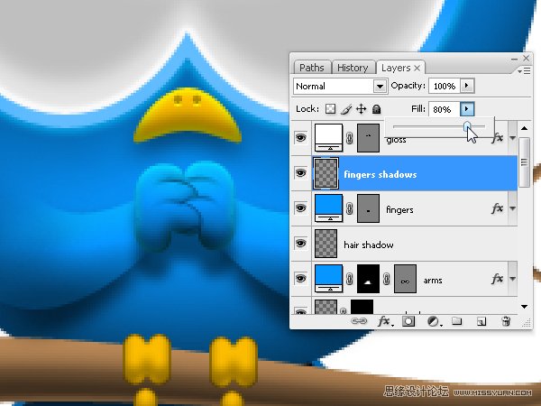 Photoshop绘制漂亮的Twitter小鸟教程