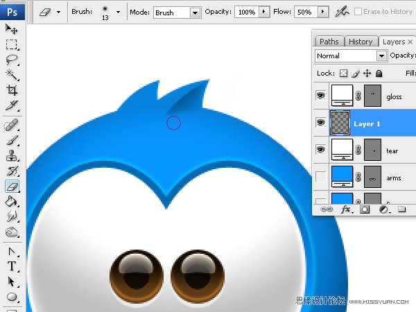 Photoshop绘制漂亮的Twitter小鸟教程