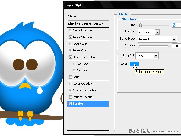 Photoshop绘制漂亮的Twitter小鸟教程