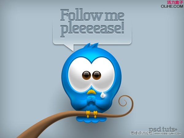 Photoshop绘制漂亮的Twitter小鸟教程