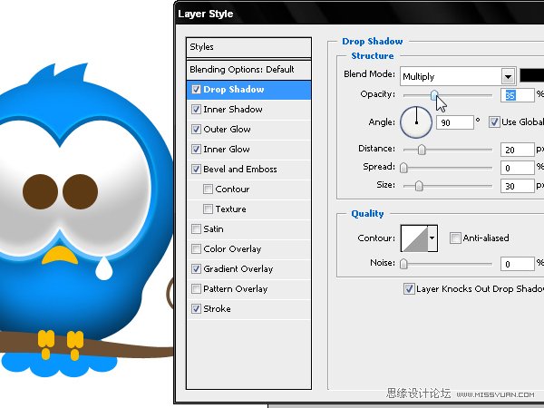 Photoshop绘制漂亮的Twitter小鸟教程