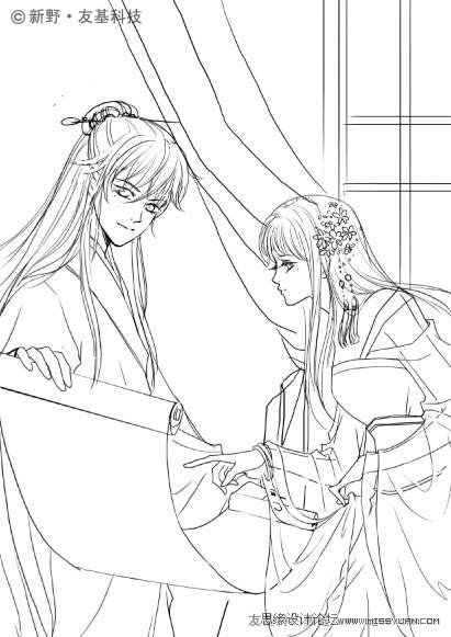 Photoshop鼠绘精细的黑白古典人物插画