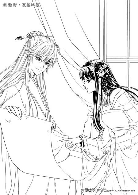 Photoshop鼠绘精细的黑白古典人物插画