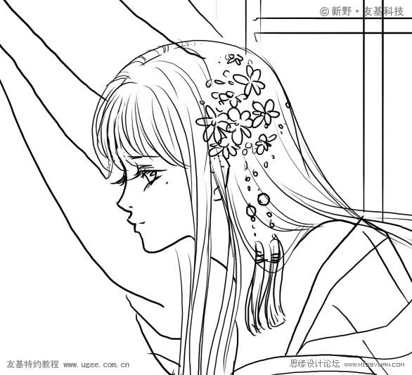Photoshop鼠绘精细的黑白古典人物插画