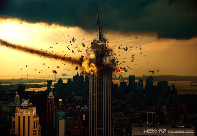 Photoshop合成流星撞击地球震撼场景