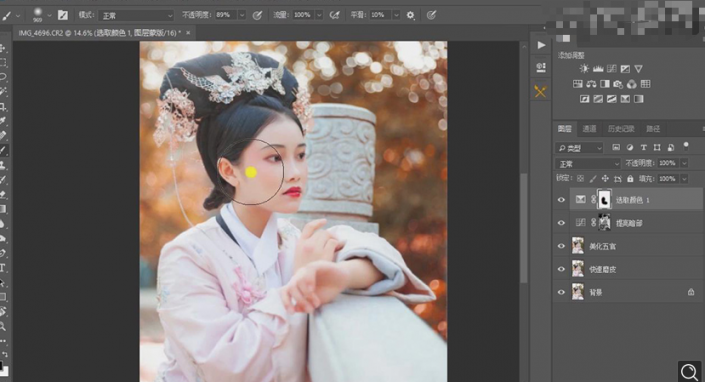 Photoshop调出曝光不足的古典美女暖色效果