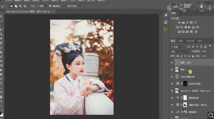 Photoshop调出曝光不足的古典美女暖色效果