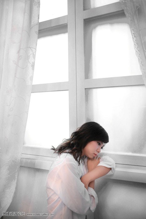 Photoshop调出偏青美女照冷艳的甜美效果